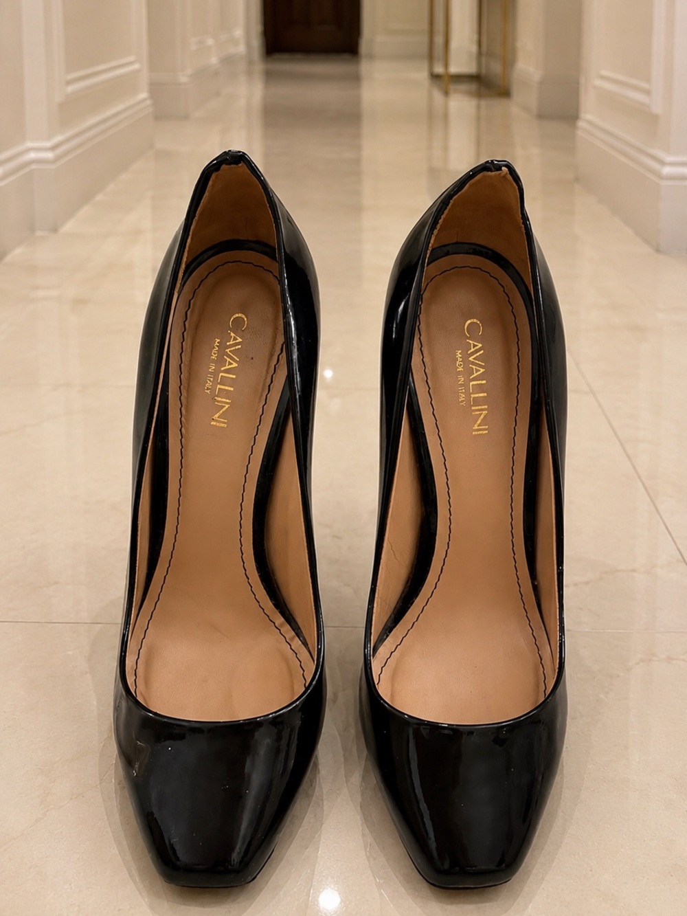 Cavalini Black Patent Pointed Toe High Heel Pumps